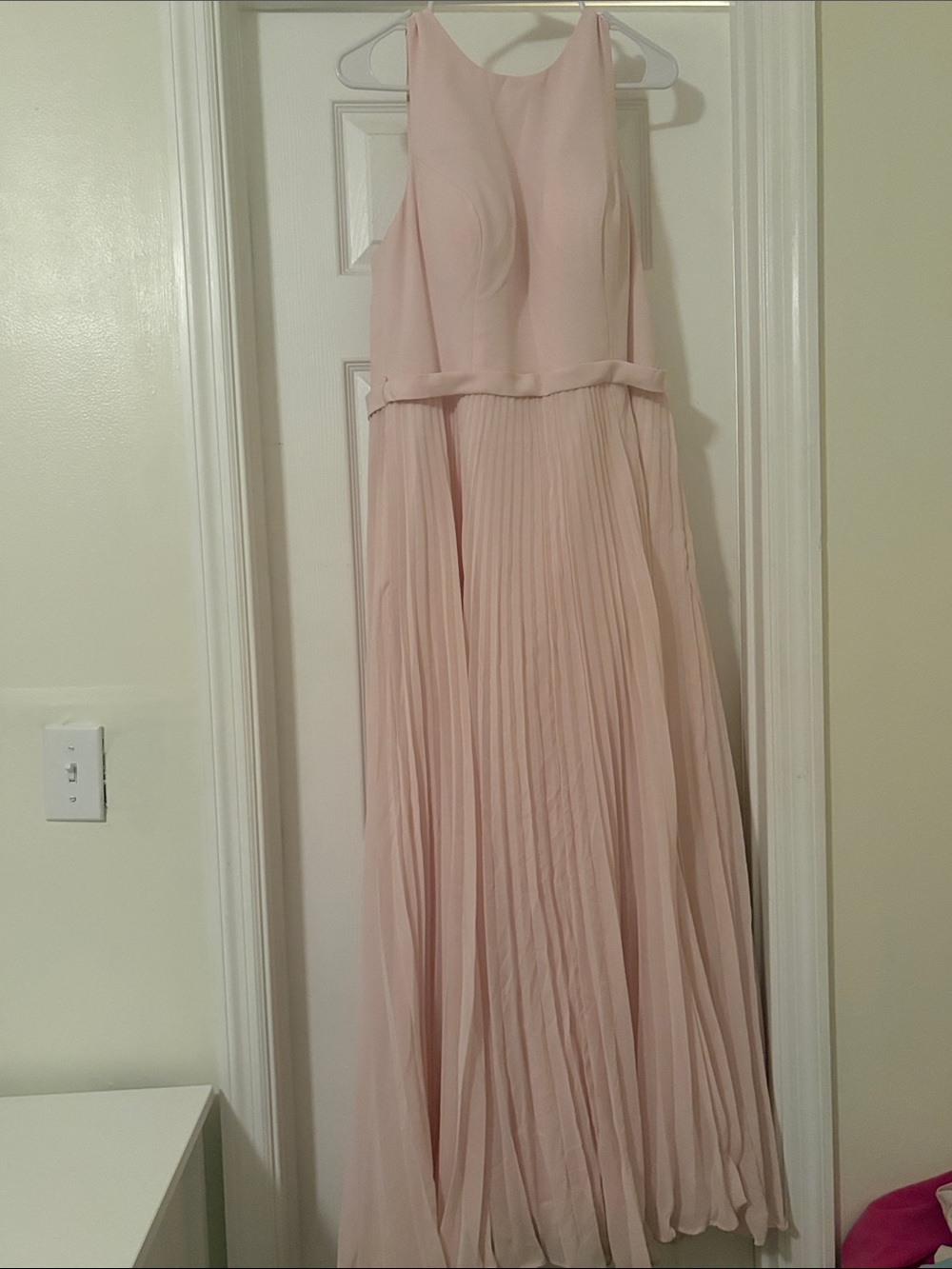 Azazie Sleeveless Pleated Maxi Dress - Light Blush Pink